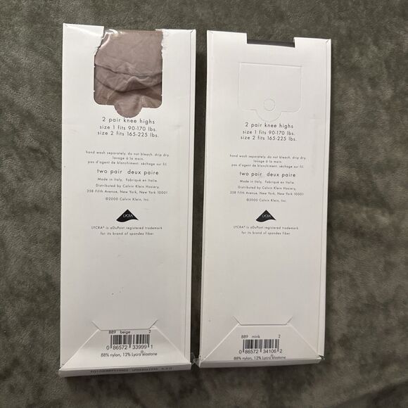 CALVIN KLEIN Knee High Stockings Size 2, 2 Very Sheer Mink And2 Very Sheer Beige - Picture 3 of 3